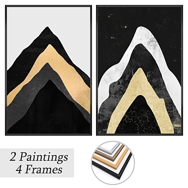 2 Paintings with 4 Frames 3D model image 1 