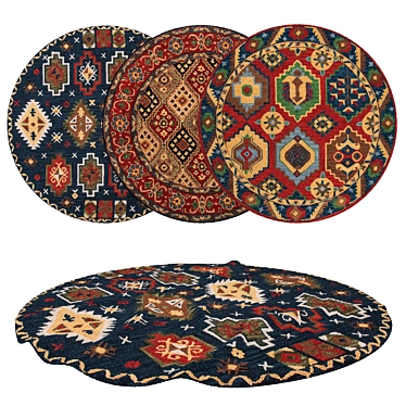 Round Rugs Set with Varying Textures 3D model image 1 