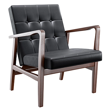 Mid-Century Leather Club Chair 3D model image 1 