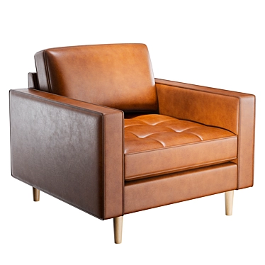 Vintage Top Grain Leather Armchair 3D model image 1 