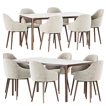 Modern Dining Set with Chairs 3D model image 1 