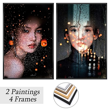 Art Picture Set with Frames 3D model image 1 