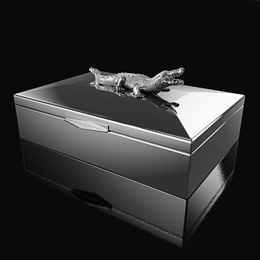 Eichholtz Rectangular Croc Jewelry Box 3D model image 1 