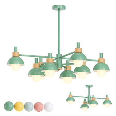 Scandinavian Style Multi-Colored Pendant Luminaire 3D model image 1 