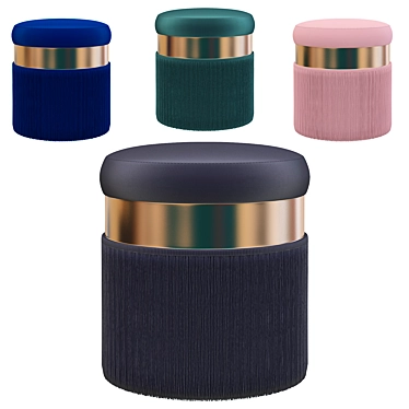 Elegant Velvet Upholstered Pouf 3D model image 1 