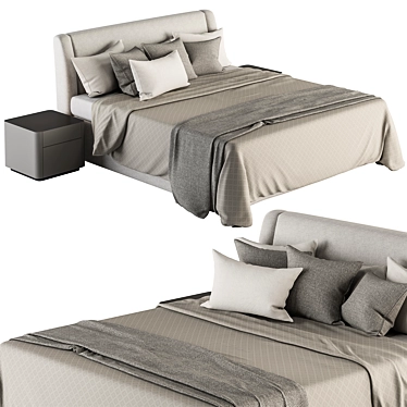  Elegant Gray Beige Bedding Set 3D model image 1 