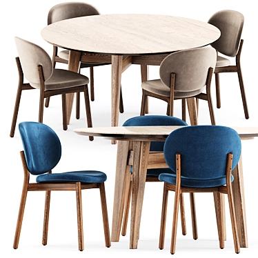 Modern Elegance: Ines Chairs, Abrey Table 3D model image 1 