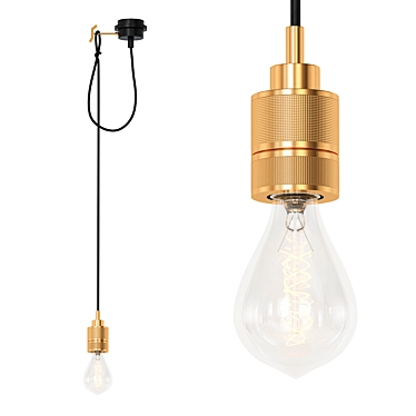 Industrial Brass Bare Bulb Pendant 3D model image 1 