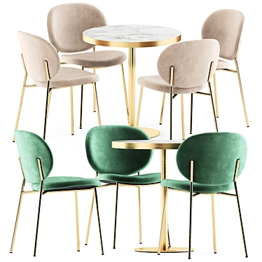 Modern Dining Set with Ines Chairs & Inox 4412 3D model image 1 