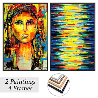 Modern Art Set with Frames 3D model image 1 