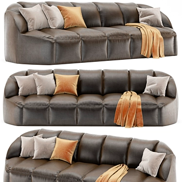 Luxury Cloud Leather Stitched Sofa 3D model image 1 