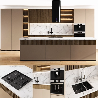 Modular Kitchen Design Set 3D model image 1 