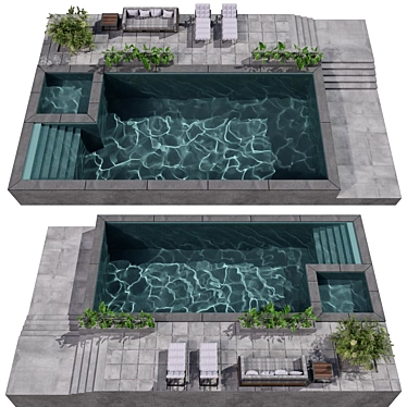 Resort Oasis Pool Design 3D model image 1 