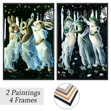 Wall Art Set with Frames 3D model image 1 