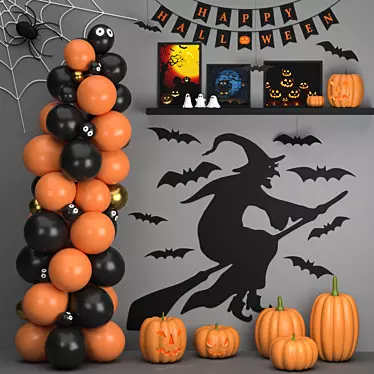 Halloween Decor Set Unwrap OBJ 3D model image 1 