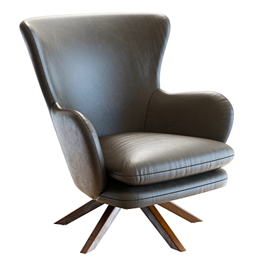 Crete&Barrel Grey Leather Wingback Chair 3D model image 1 