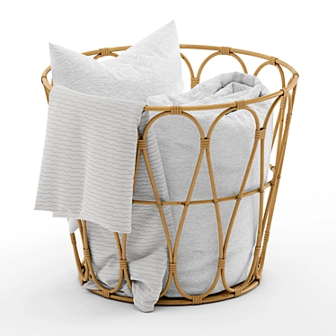 Cozy Basket Set with Blanket 3D model image 1 