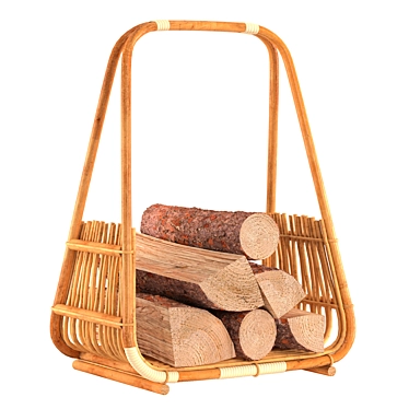 Rotang Log Basket | RoseGrey 3D model image 1 