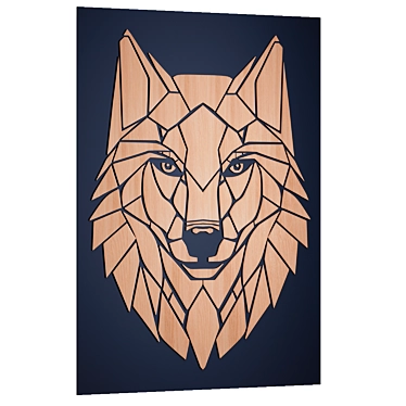 Handcrafted Wooden Wolf Portrait 3D model image 1 