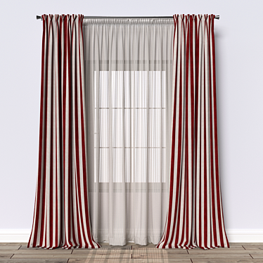  Wide Striped Curtain Fabric 3D model image 1 