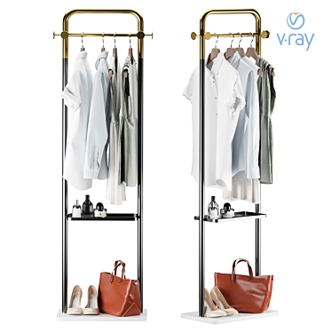 Modern Marble Base Coat Rack 3D model image 1 