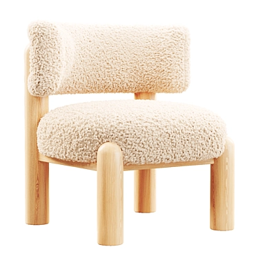 Cozy White Shearling Accent Chair 3D model image 1 