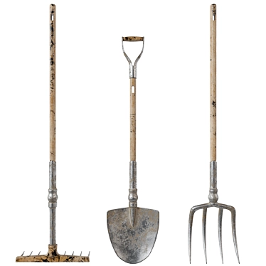 Vintage Garden Tool Set 3D model image 1 