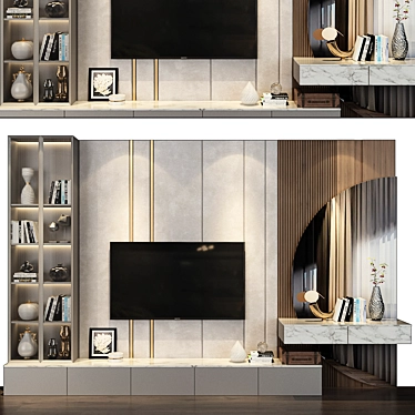 Modern TV Wall with Decor 3D model image 1 