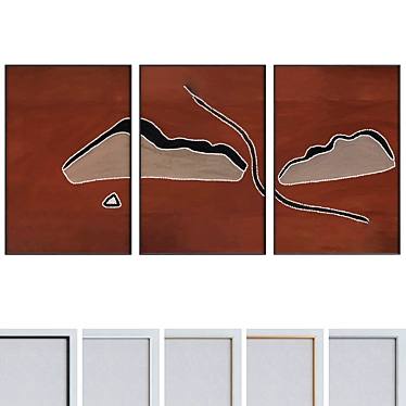 Modern African Style Picture Frame Set 3D model image 1 