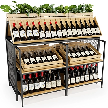 Loft Style Wine Rack 3D model image 1 