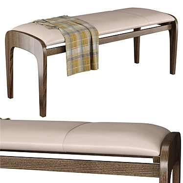 Elegant Solid Walnut Upholstered Bench 3D model image 1 