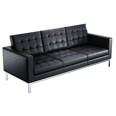 Luxurious Black Leather Sofa 3D model image 1 