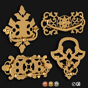 Vintage Door Knocker Handle Set 3D model image 1 