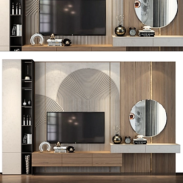 Modern TV Wall Decor Shelf 3D model image 1 