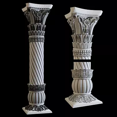 Ornate East Column Facades Kit 3D model image 1 