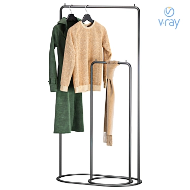 O&O Clothes Rack: Black, Modern 3D model image 1 