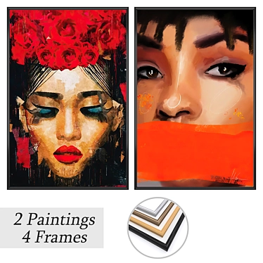 Modern Art Set with Frames 3D model image 1 