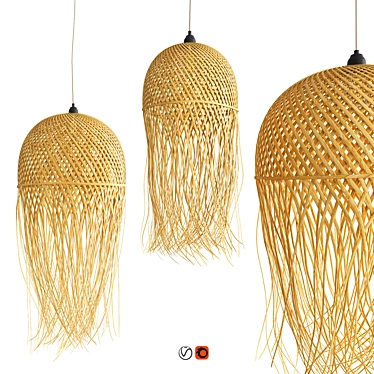 Rustic Bamboo Pendant Lights 3D model image 1 