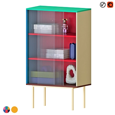 Modern Tall Colorful Cabinet Furniture 3D model image 1 