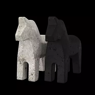 Dala Horse Concrete Statuettes Set 3D model image 1 