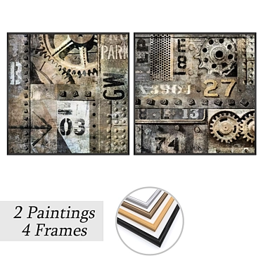 Modern Art Set with Frames 3D model image 1 