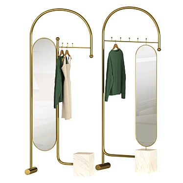 Floor Clothes Rack with Mirror 3D model image 1 