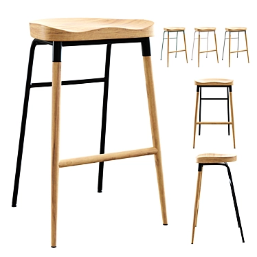 Sleek Modern Bar Stool 3D model image 1 