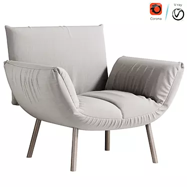 Modern Upholstered Low Seat Armchair 3D model image 1 