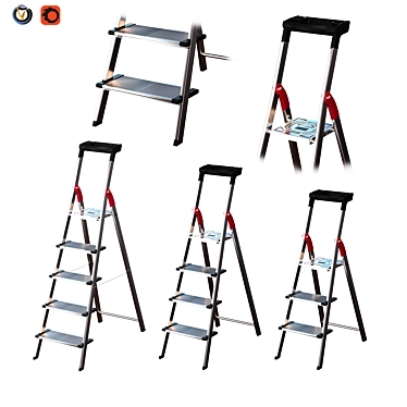 Aluminum Hailo L80 ComfortLine Ladder Set 3D model image 1 