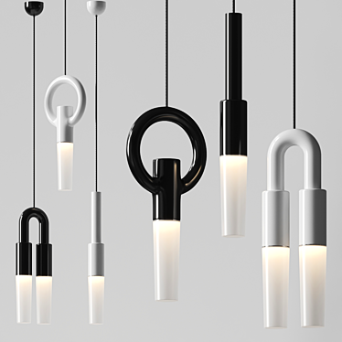 Sculptural Graphical Pendant Lights 3D model image 1 