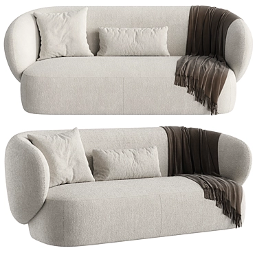 Modern 3-Seater Swell Fabric Sofa 3D model image 1 