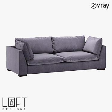 Modern Wood and Fabric Sofa 3D model image 1 