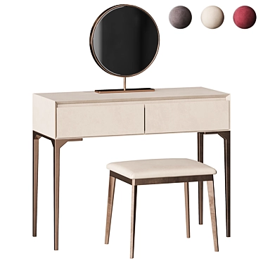 Modern Velvet Makeup Vanity Set 3D model image 1 