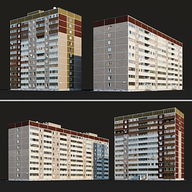 Panel Residential Buildings 12 & 9 Floors 3D model image 1 